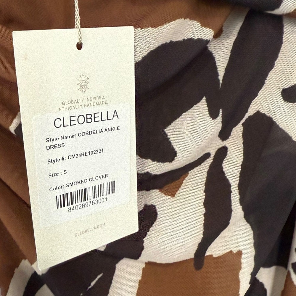 NEW Cleobella Dress Womens S Cordelia Off the Shoulder Maxi Floral Print Brown - Picture 7 of 9